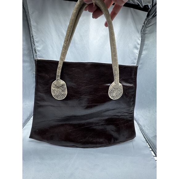 Custom Handmade Soft Brown Leather Tote Shoulder Bag Purse Art Teacher Artistic - Picture 2 of 8